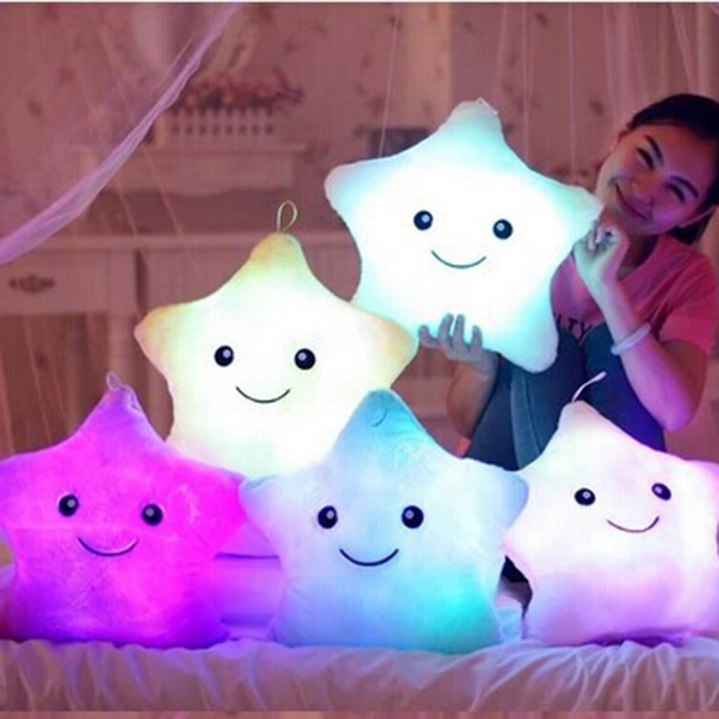 34CM Luminous Pillow - Colorful Stars Cushion with LED Light, Plush Stuffed Toy, Birthday Gift for Kids - DormVibes