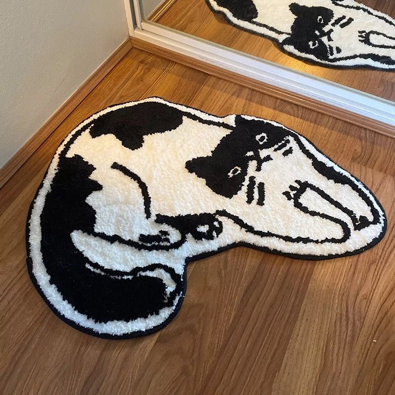 Adorable Cat-Shaped Crochet Tufted Rug: Thick, Anti-Slip, Absorbent Mat for Bathrooms, Kitchens, and Room Entrances - DormVibes