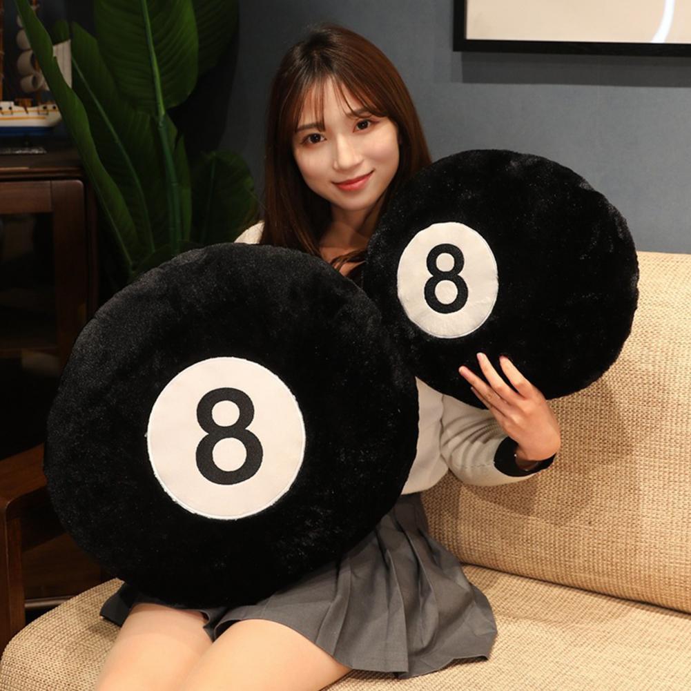 Billiards No. 8 Ball Plush Pillow - Soft Fluffy Seat Cushion for Sofa, Bedroom Decor, and Hip Protection - DormVibes