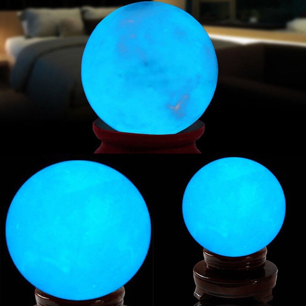 Blue Sphere Ball Glow In The Dark Stone Desk Ornament - DormVibes