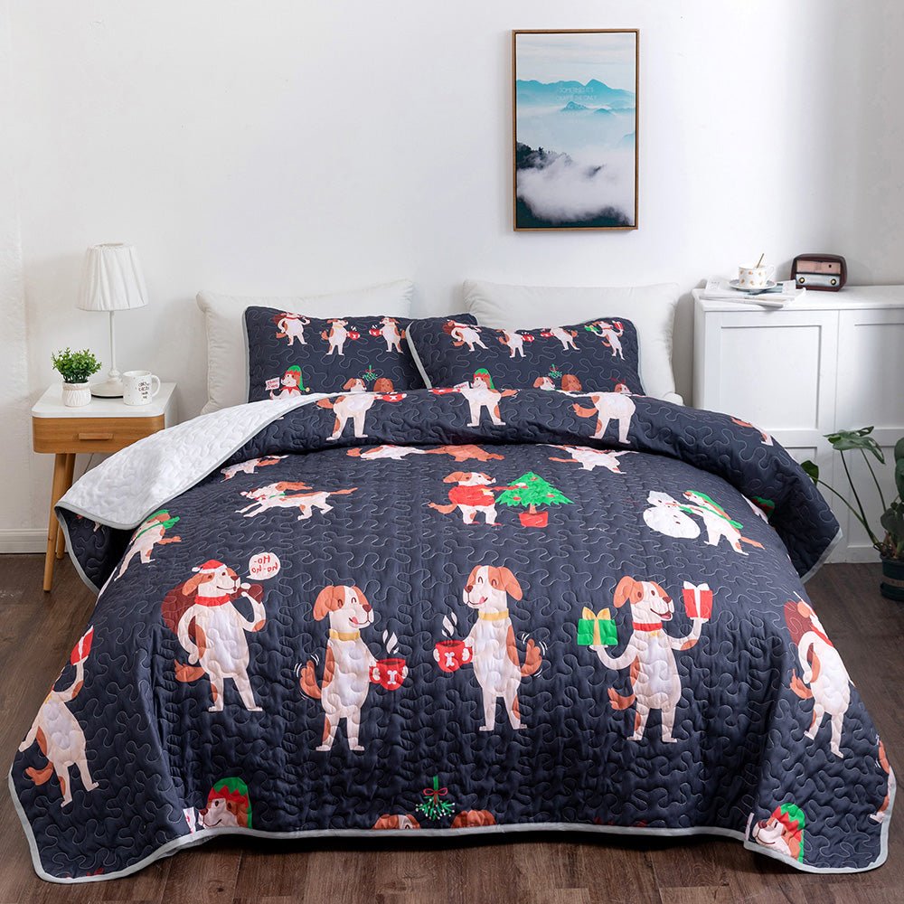 Christmas Dogs Bedspread Set - DormVibes