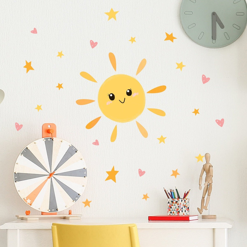 Cute Smile Sun Kid Wall Stickers – Removable Vinyl Wall Decals for Bedrooms, Baby Rooms, Kindergartens, Cartoon Wall Posters - DormVibes