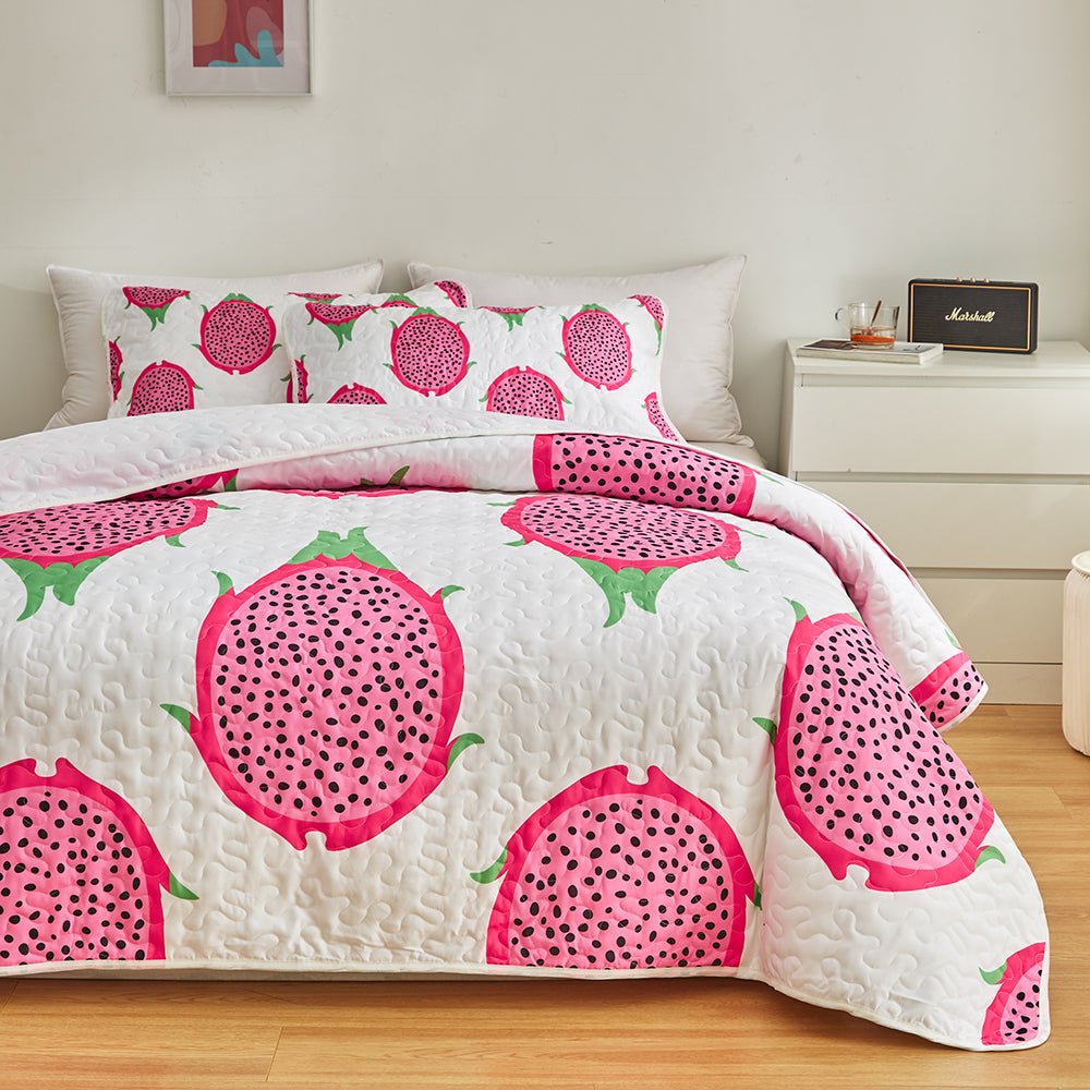 Dragon Fruit Bedspread Set - DormVibes