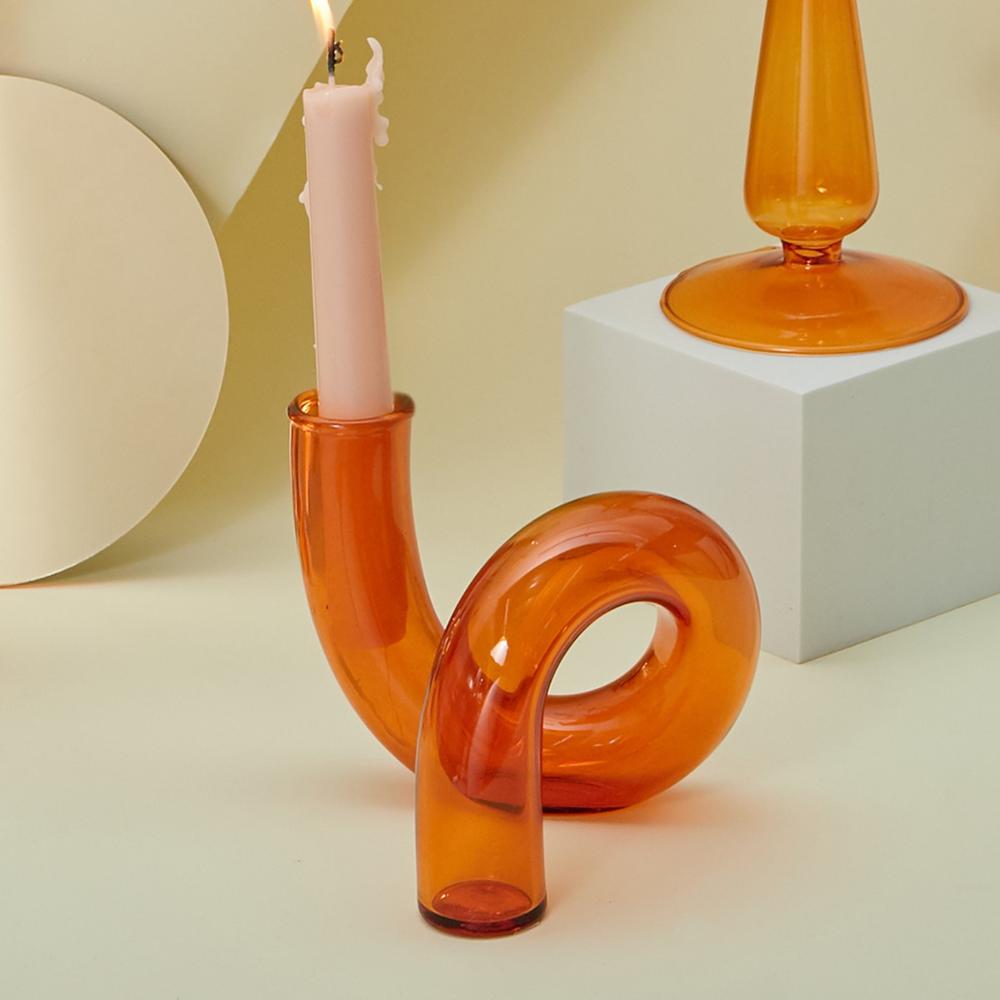 Elegant Glass Candlestick Holder and Vase Set - Nordic Style Irregular Ornaments for Creative Home Decoration - DormVibes
