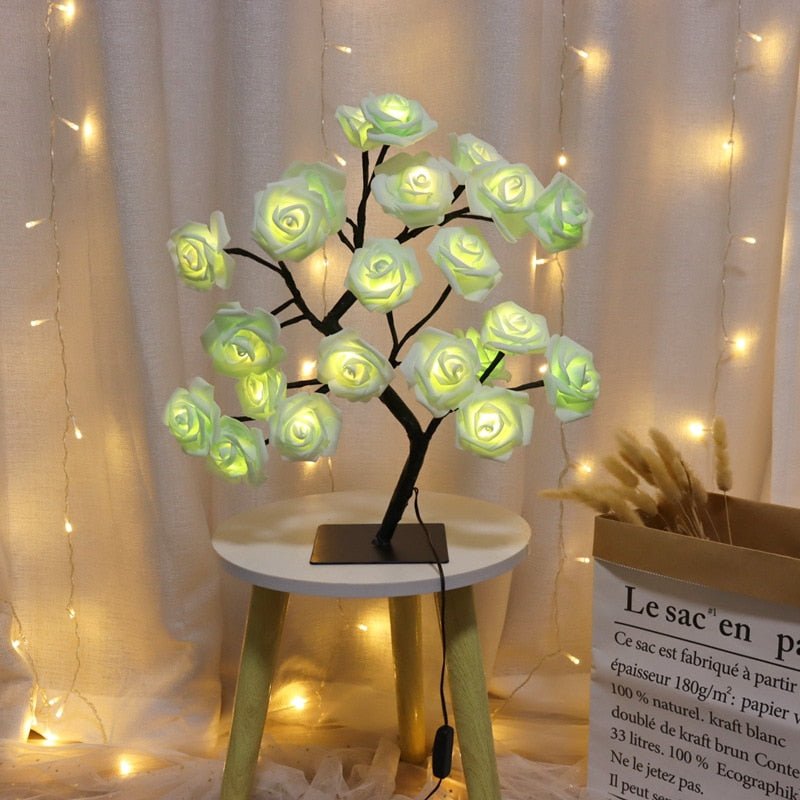 Enchanting 24 LED Rose Tree Flower Lamp Lights USB Table Lamp - DormVibes