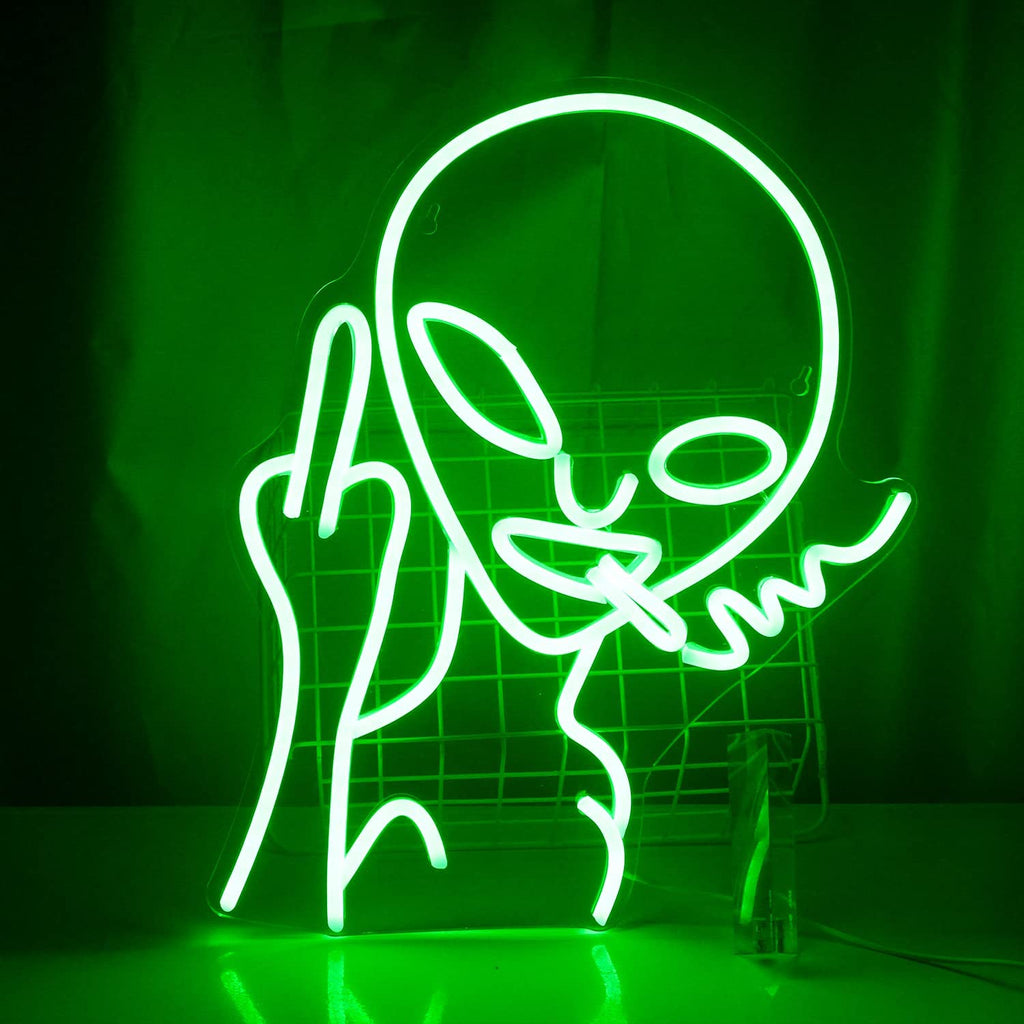 Green Alien Neon Sign Alien - DormVibes