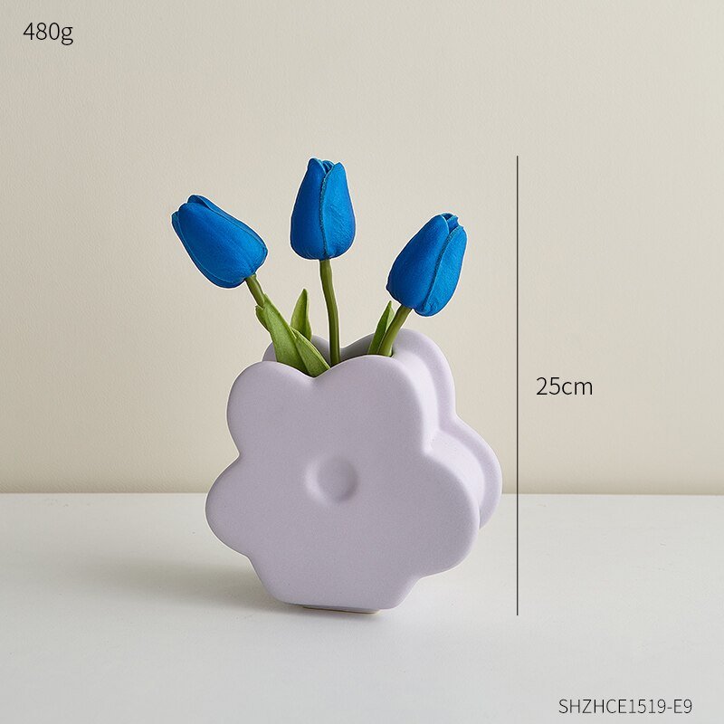 Innovative Flower-Shaped Ceramic Vase: Modern Home Decor for Living Rooms, Desks, and More - DormVibes