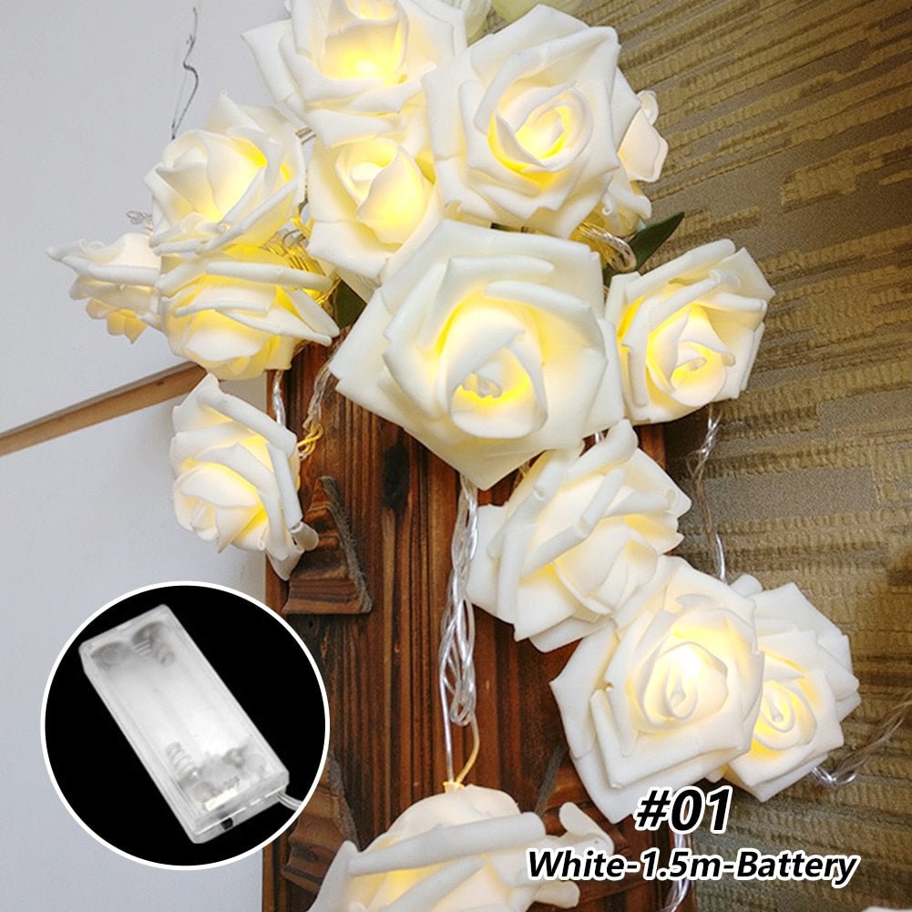 LED Rose Flower String Lights - DormVibes