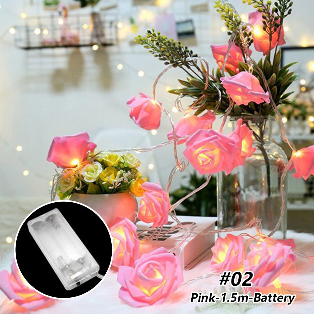 LED Rose Flower String Lights - DormVibes