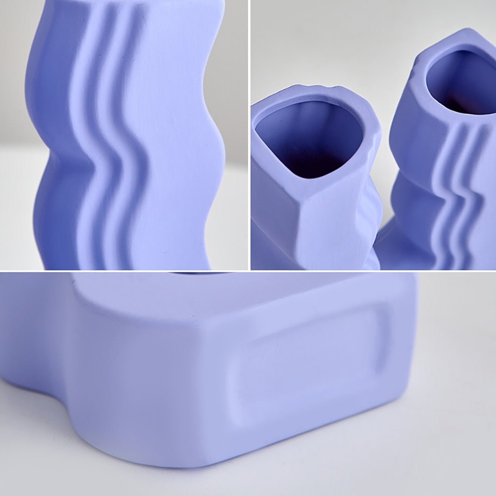 Morandi Geometric Ceramic Vase - Aesthetic Flower Pot and Desk Accessory for Nordic Home and Living Room Decor - DormVibes
