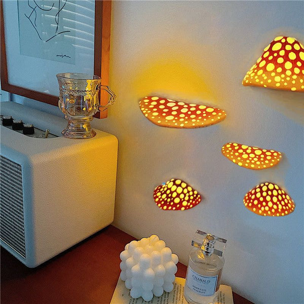 Mushroom Wall Decor Night Light – 5/7/9CM Sizes, Energy-Efficient Lighting, Decorative Wall Lamp for Bedroom, Stairs, Hallway