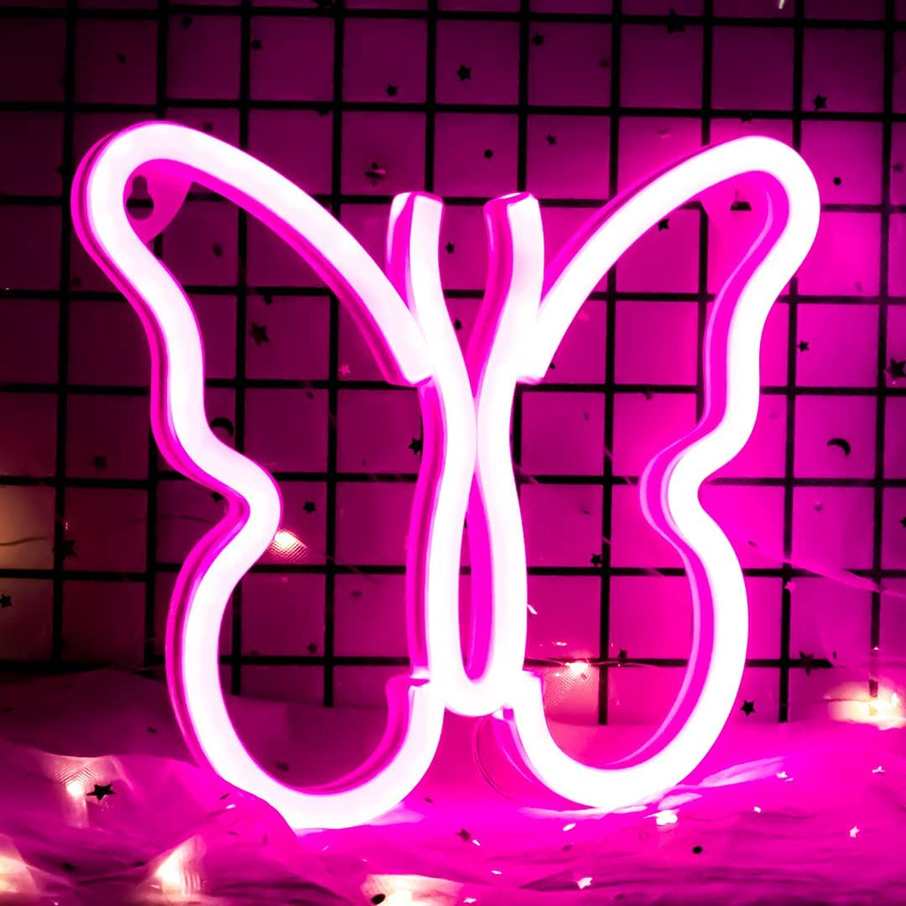 Neon Butterfly Sign - DormVibes
