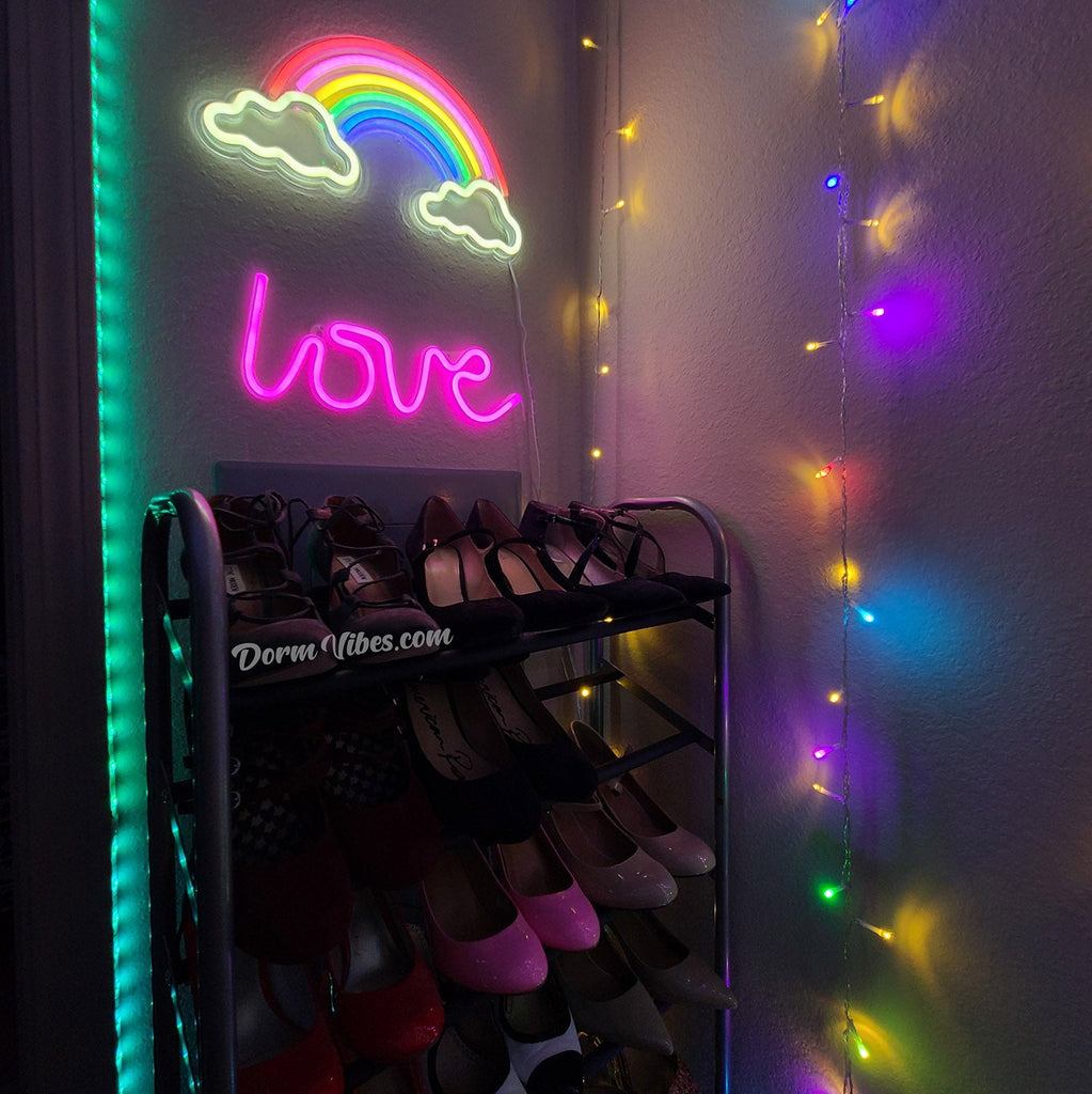 Neon Rainbow with Clouds Sign - DormVibes