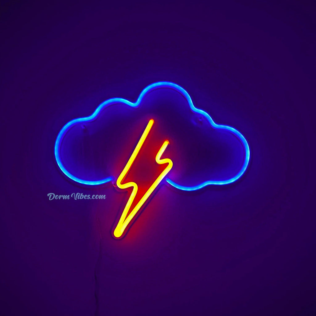 Neon Thunderstorm Sign - DormVibes