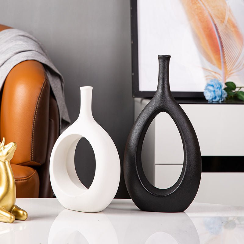 Nordic Circular Hollow Ceramic Vase Donuts Flower Pot – DormVibes