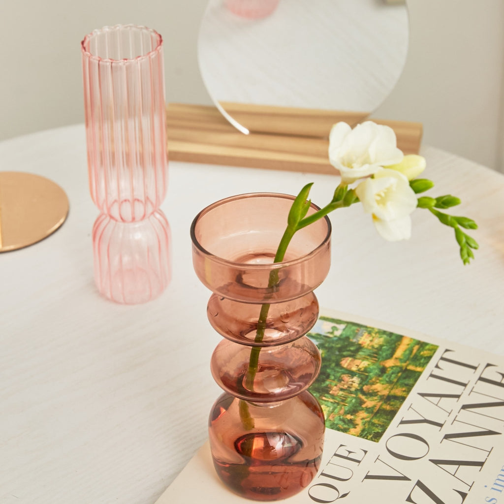 Nordic Glass Vase Stand: Aesthetic Home and Room Decor, Decorative Ornament Vase for Desktop Display - DormVibes