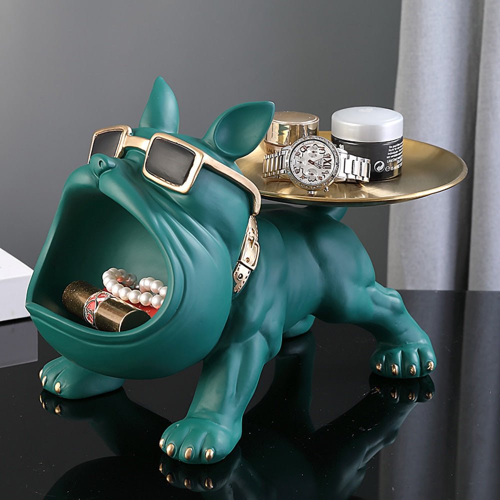 Resin Dog Statue Desk Ornament With Tray Shelf - DormVibes