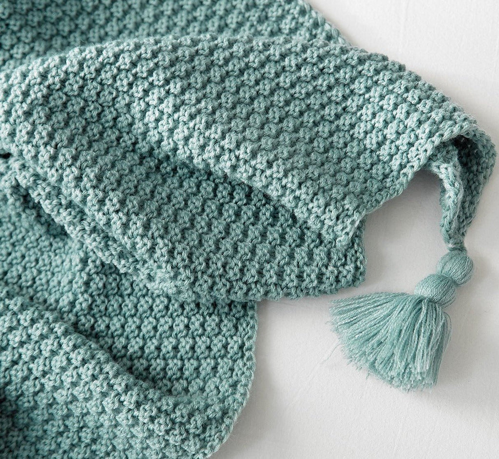 Tassel Knitted Throw Blanket - DormVibes
