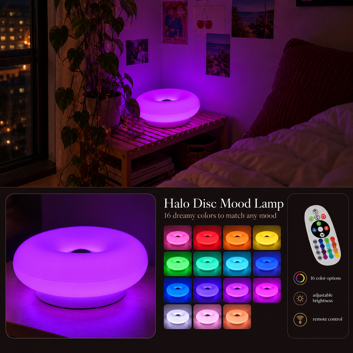 Halo Disc Mood Lamp – Rechargeable Color Changing Mood Light