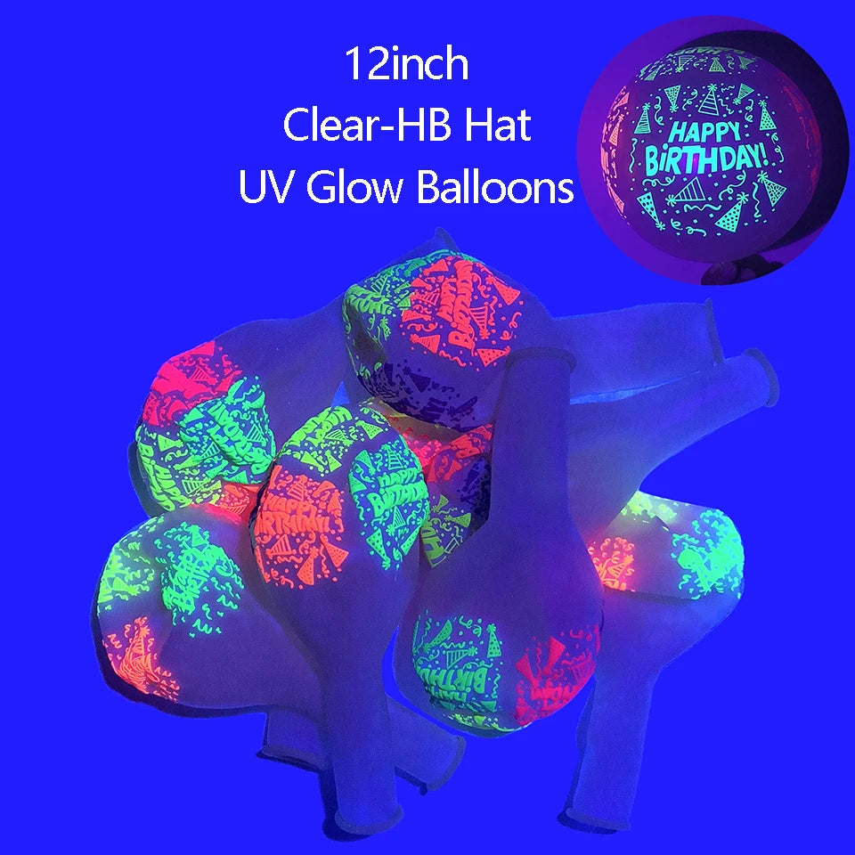 UV Blacklight Balloons - Happy Birthday Glow In The Dark Neon Glowing - DormVibes