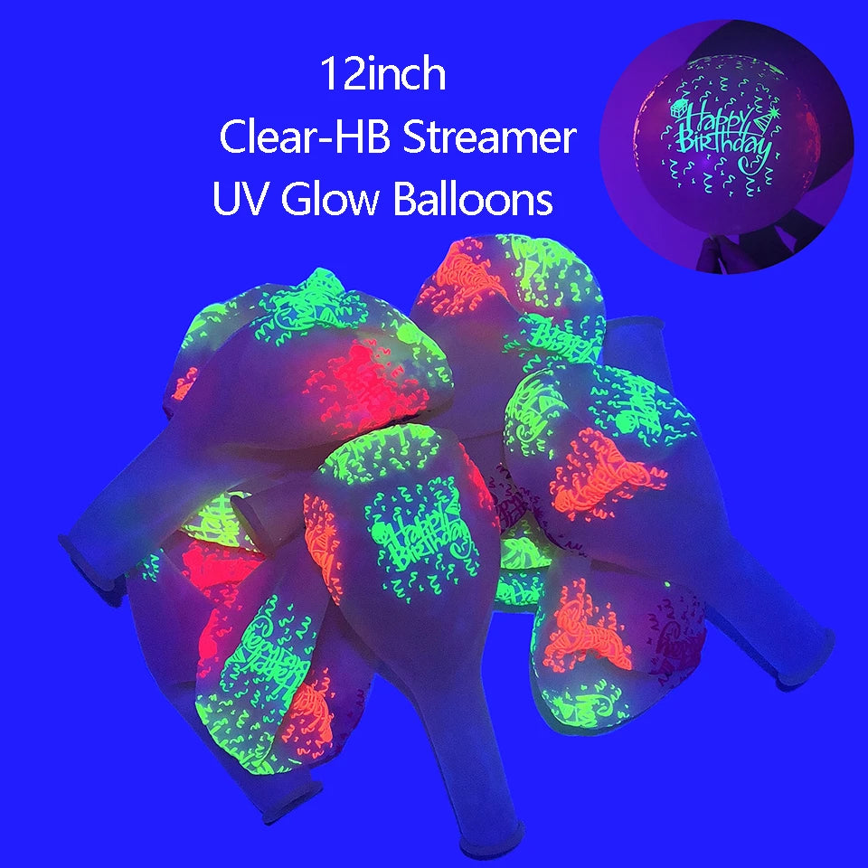 UV Blacklight Balloons - Happy Birthday Glow In The Dark Neon Glowing - DormVibes