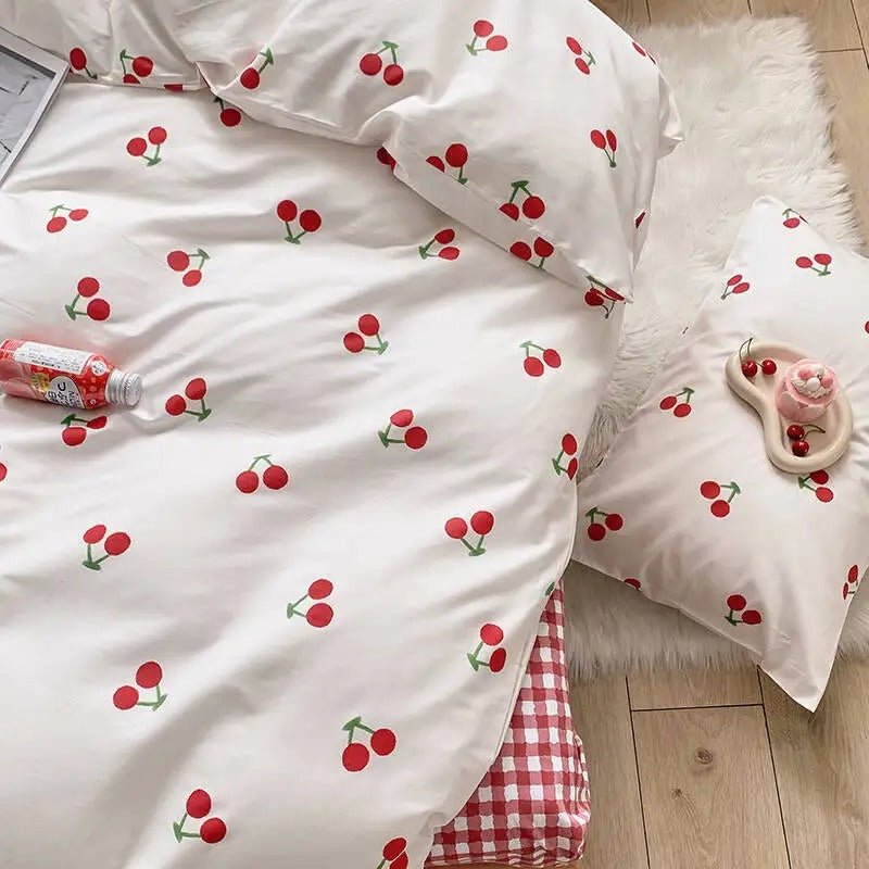 Cherry Bed Set Korean Style - DormVibes