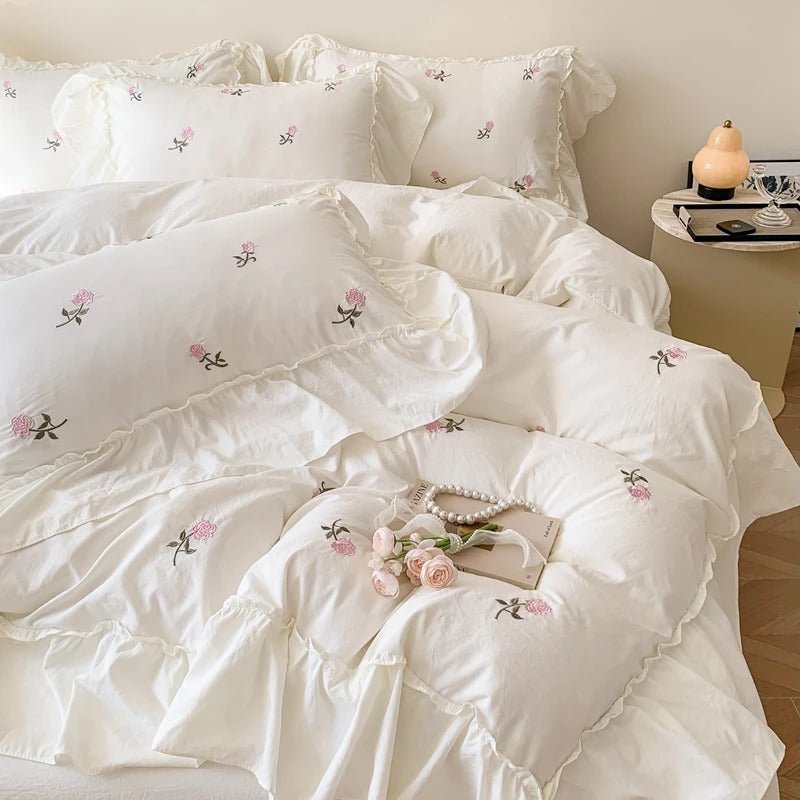 Coquette Ruffled Flower Bed Set - DormVibes