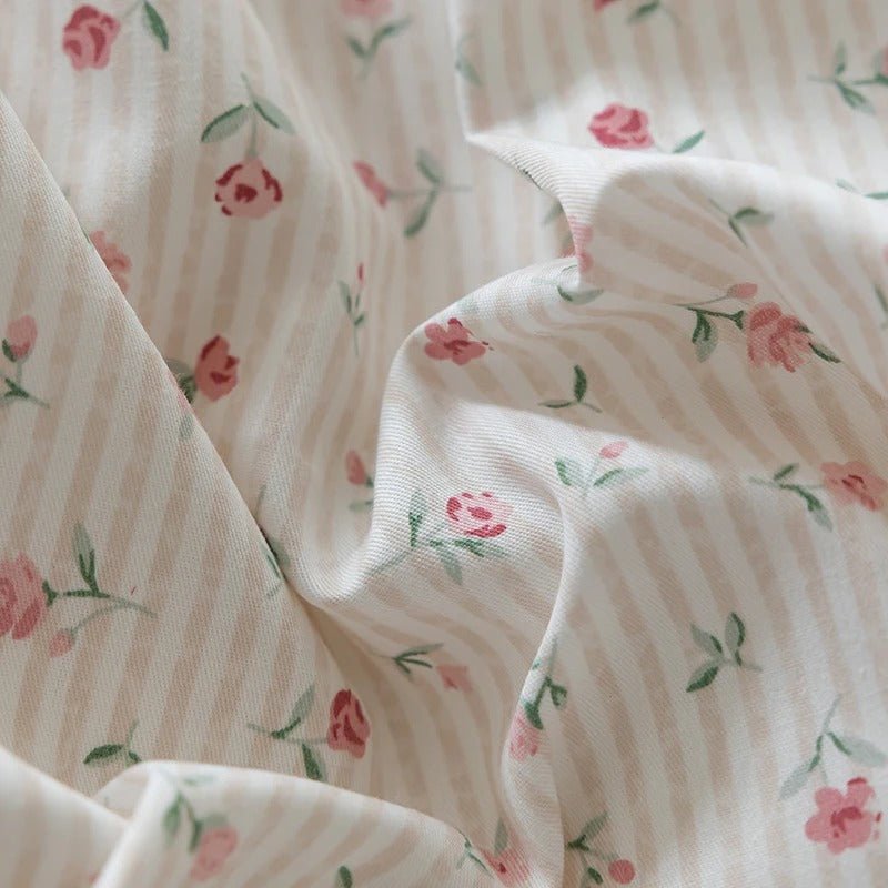 Cotton Coquette Roses Bow Tied Bed Set - DormVibes