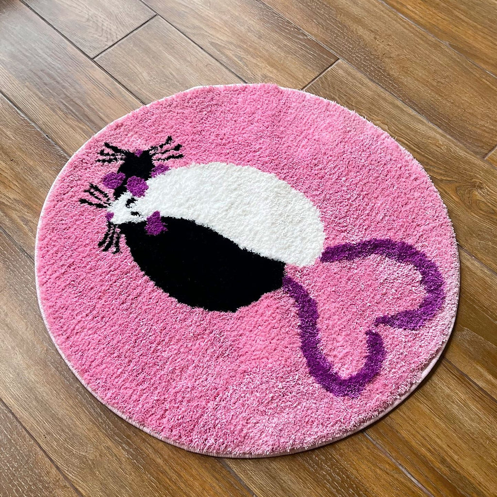 Cute Pink Mice Rats In Love Tufted Rug - DormVibes