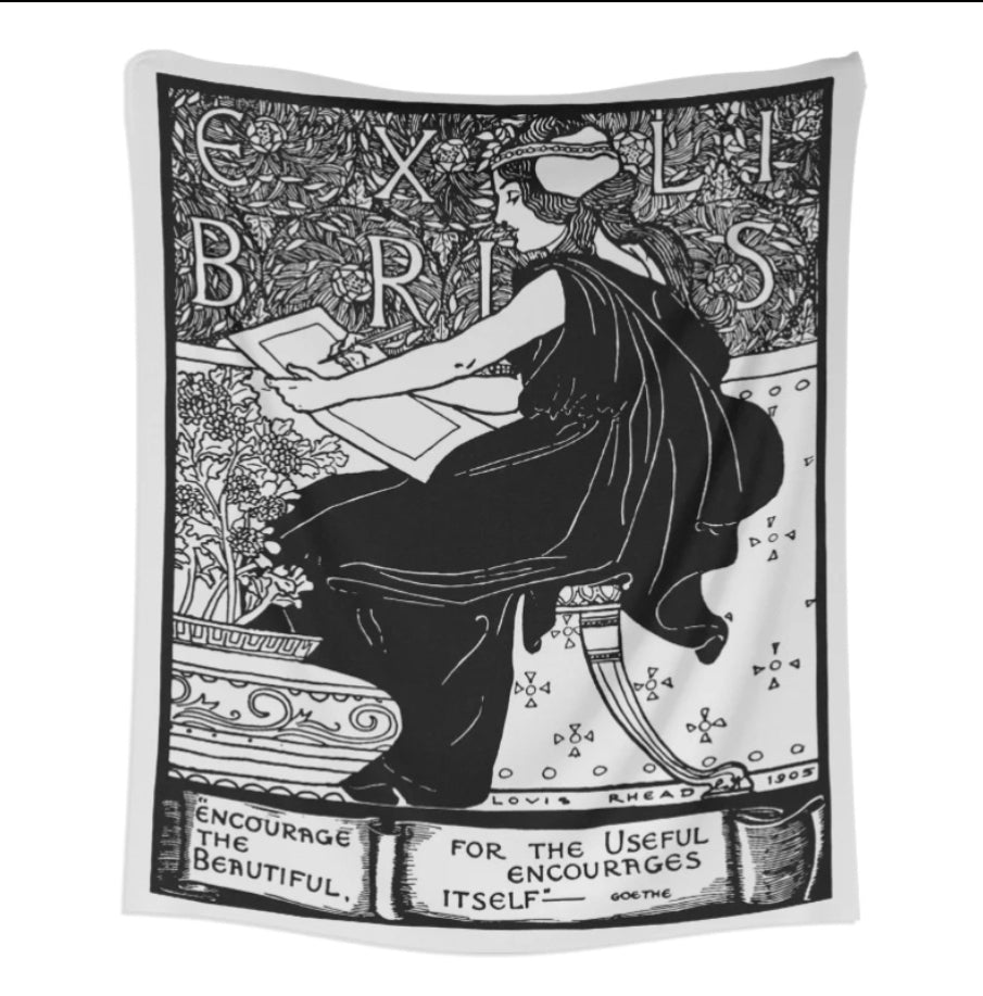 Art Nouveau Black and White Tapestry (Black & White, 50x60 in)