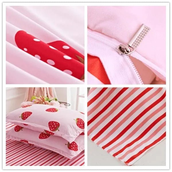 Pink Strawberry Bed Set - DormVibes