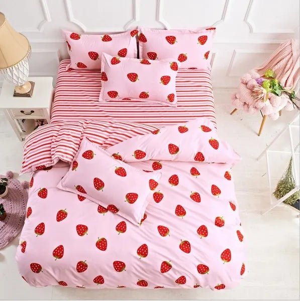 Pink Strawberry Bed Set - DormVibes