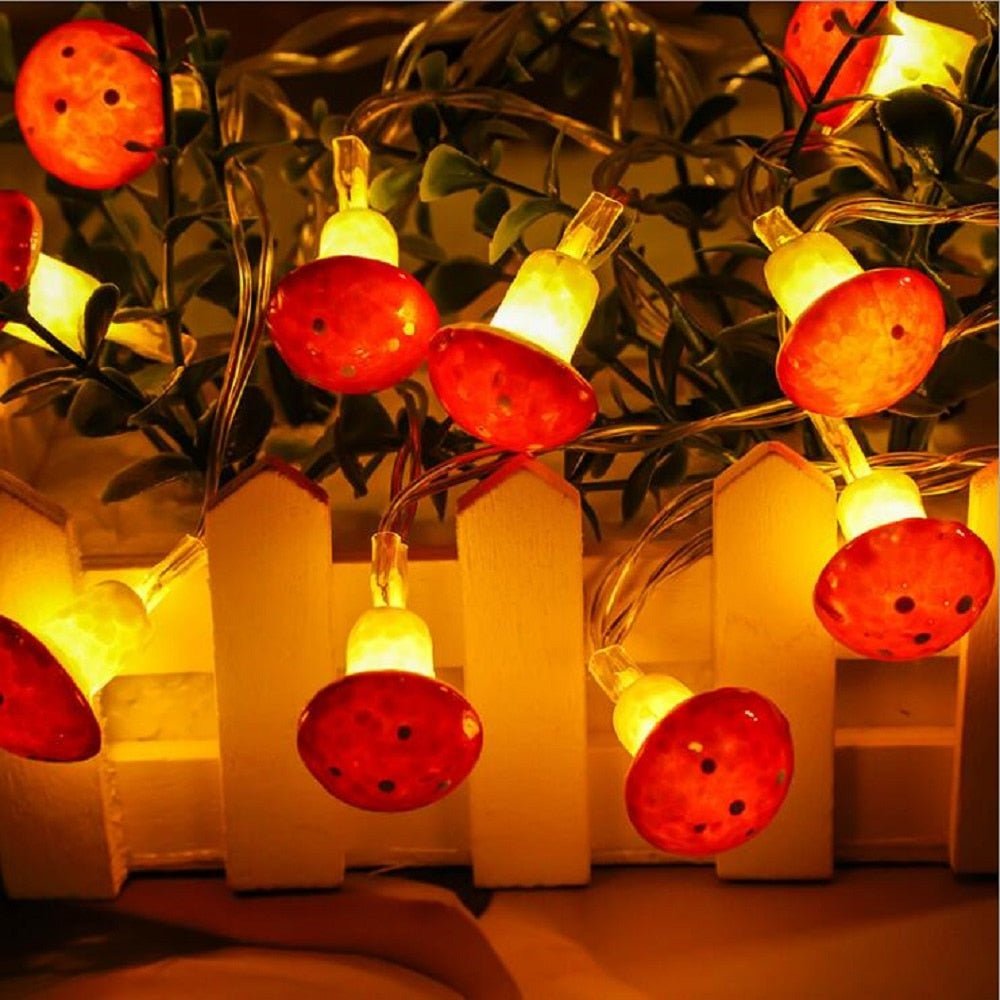 Warm White Waterproof Mushroom Fairy Lights - DormVibes