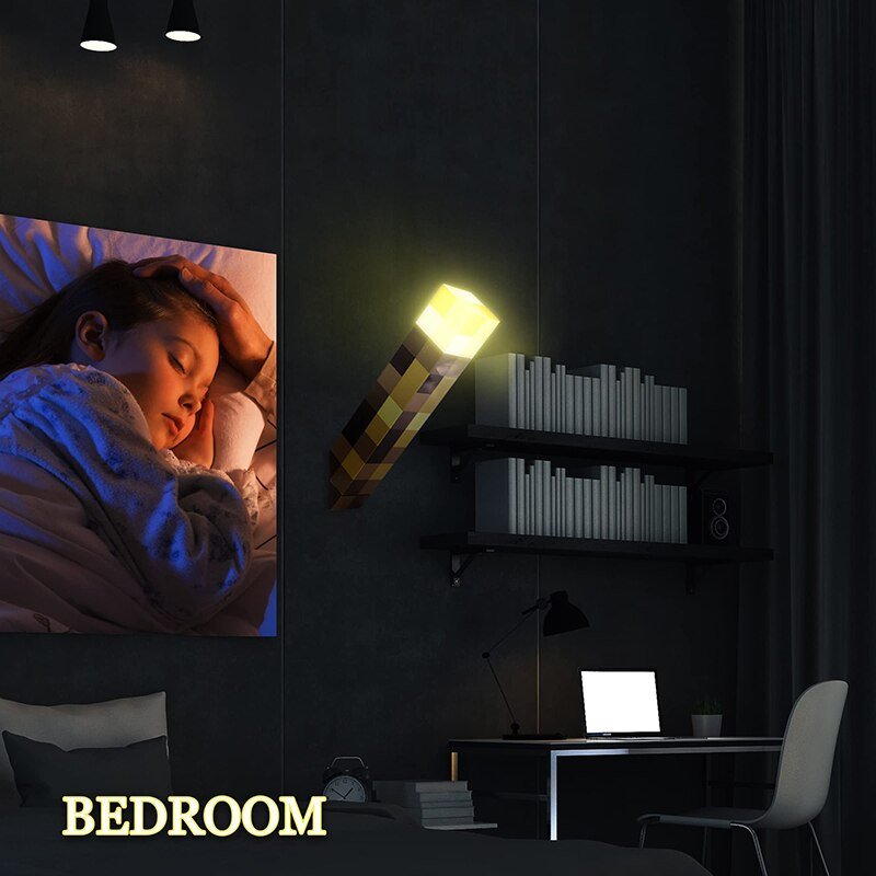 11.5-Inch Brownstone Torch LED Night Light – USB Charging Desk Lamp, Game Room and Bedroom Decoration, Kids' Birthday Gift, Toy Lamp - DormVibes