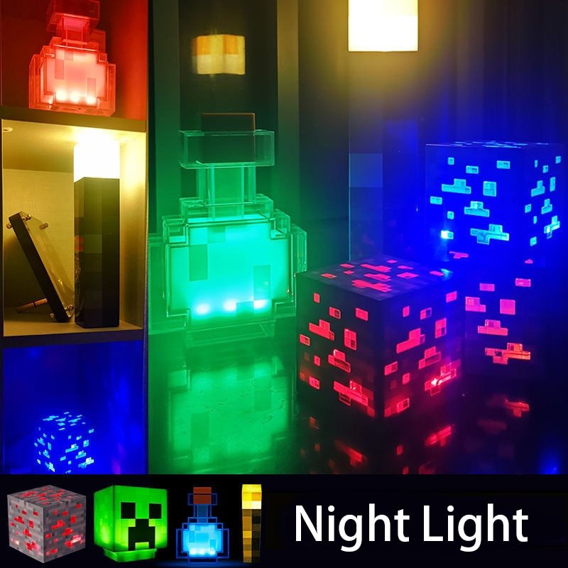 11.5-Inch Brownstone Torch LED Night Light – USB Charging Desk Lamp, Game Room and Bedroom Decoration, Kids' Birthday Gift, Toy Lamp - DormVibes