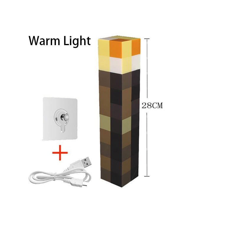 11.5-Inch Brownstone Torch LED Night Light – USB Charging Desk Lamp, Game Room and Bedroom Decoration, Kids' Birthday Gift, Toy Lamp - DormVibes
