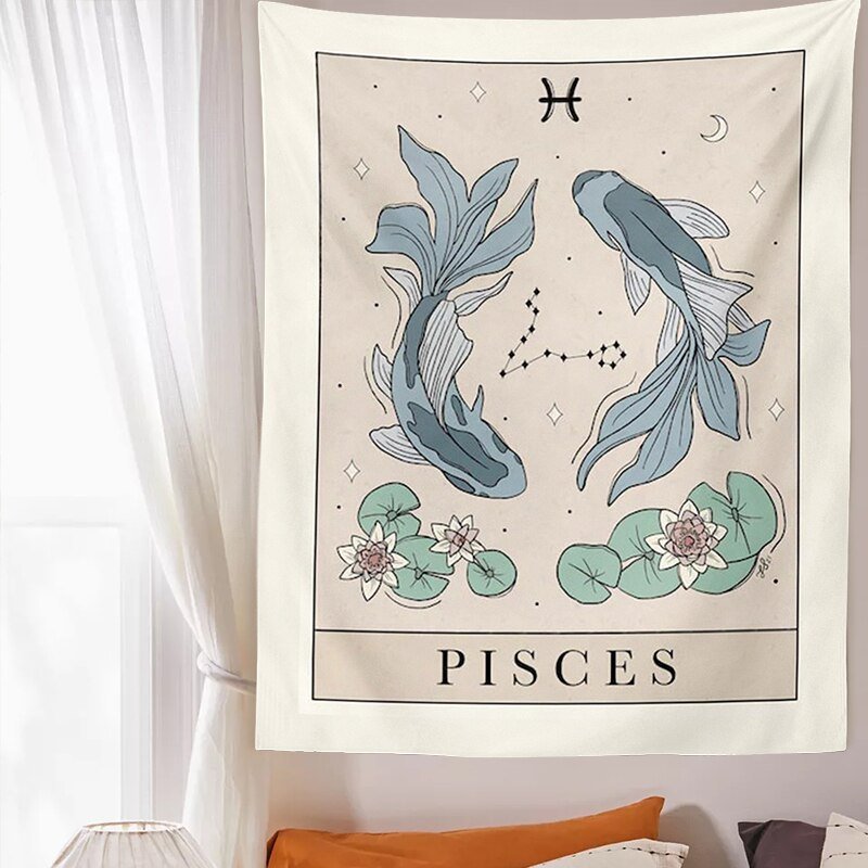 12 Constellation Tapestries Tarot Boho Wall Hanging - DormVibes