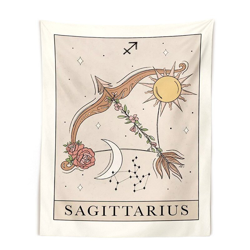 12 Constellation Tapestries Tarot Boho Wall Hanging - DormVibes