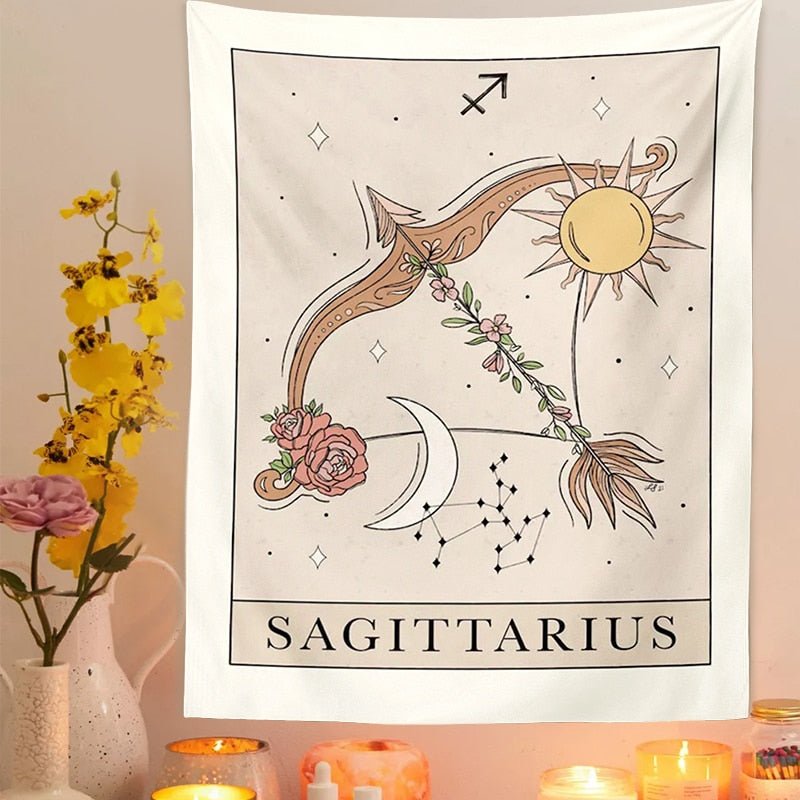 12 Constellation Tapestries Tarot Boho Wall Hanging - DormVibes