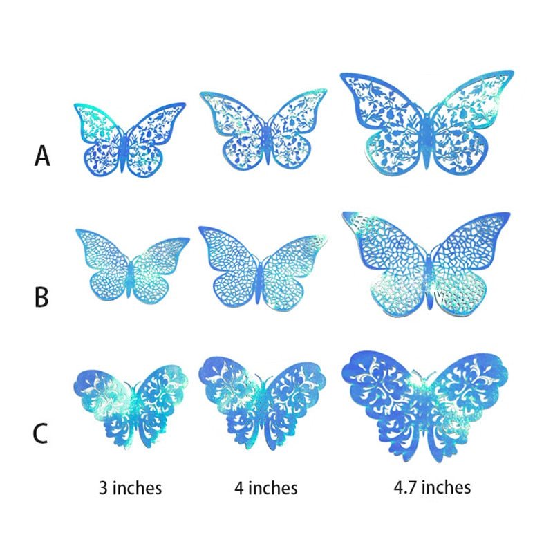 12pcs Gradient 3D Butterfly Wall Stickers - DormVibes