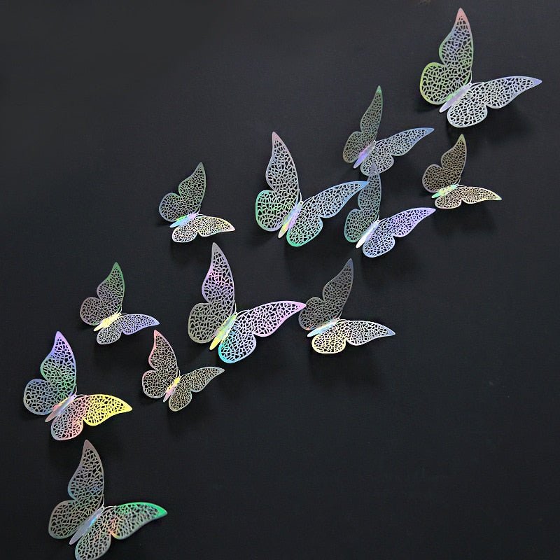 12pcs Gradient 3D Butterfly Wall Stickers - DormVibes