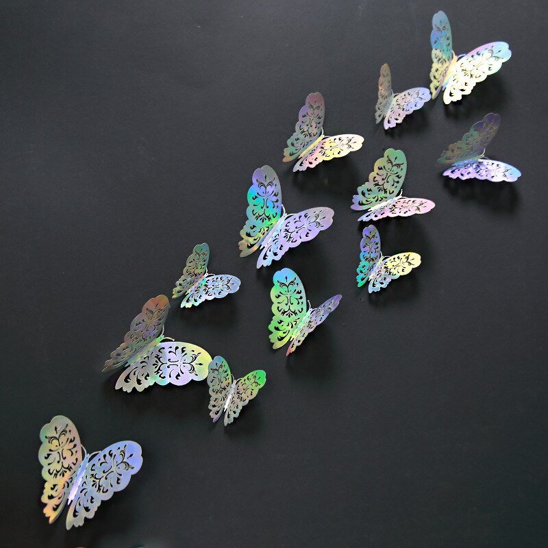 12pcs Gradient 3D Butterfly Wall Stickers - DormVibes