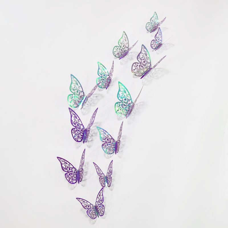 12pcs Gradient 3D Butterfly Wall Stickers - DormVibes