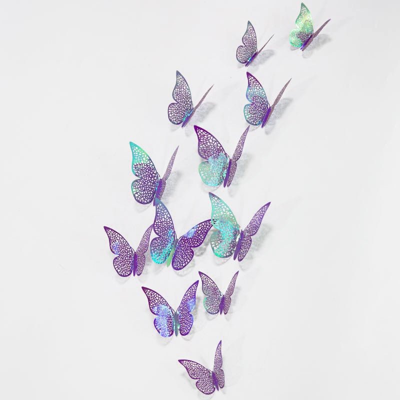 12pcs Gradient 3D Butterfly Wall Stickers - DormVibes