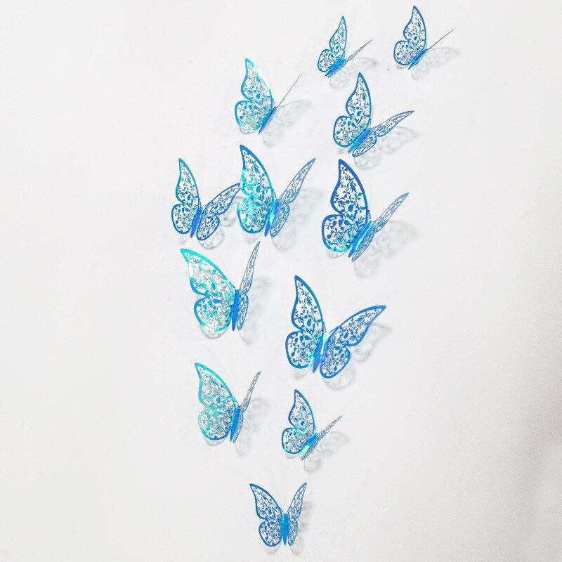 12pcs Gradient 3D Butterfly Wall Stickers - DormVibes