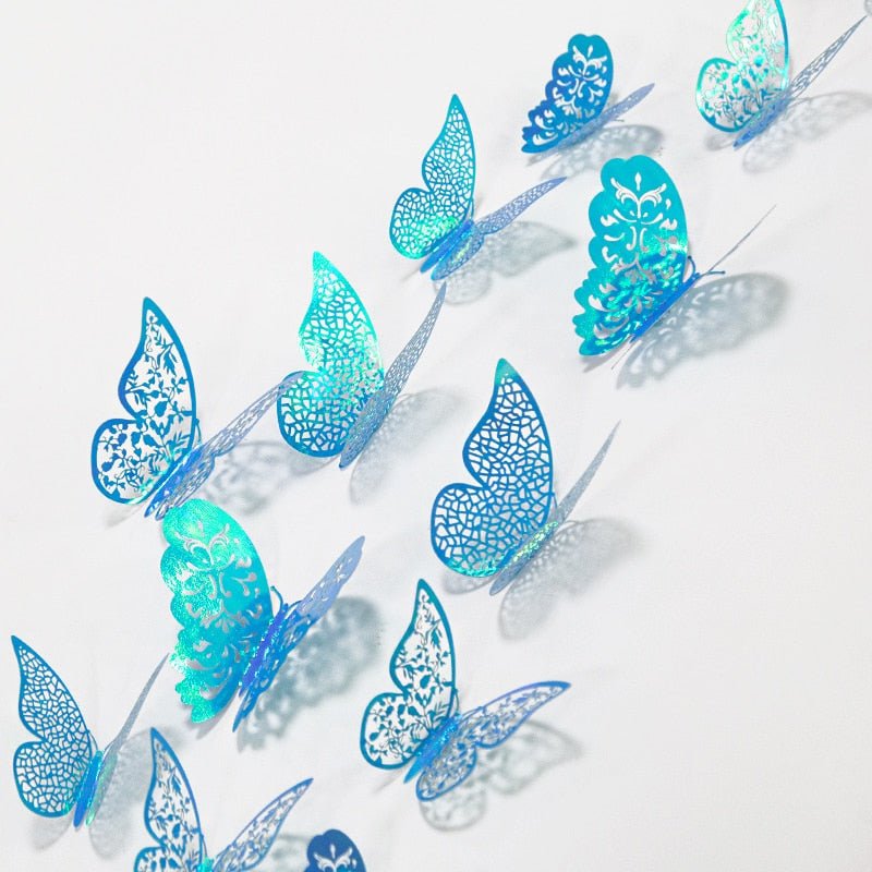 12pcs Gradient 3D Butterfly Wall Stickers - DormVibes