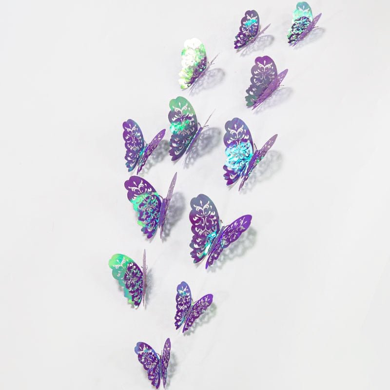 12pcs Gradient 3D Butterfly Wall Stickers - DormVibes