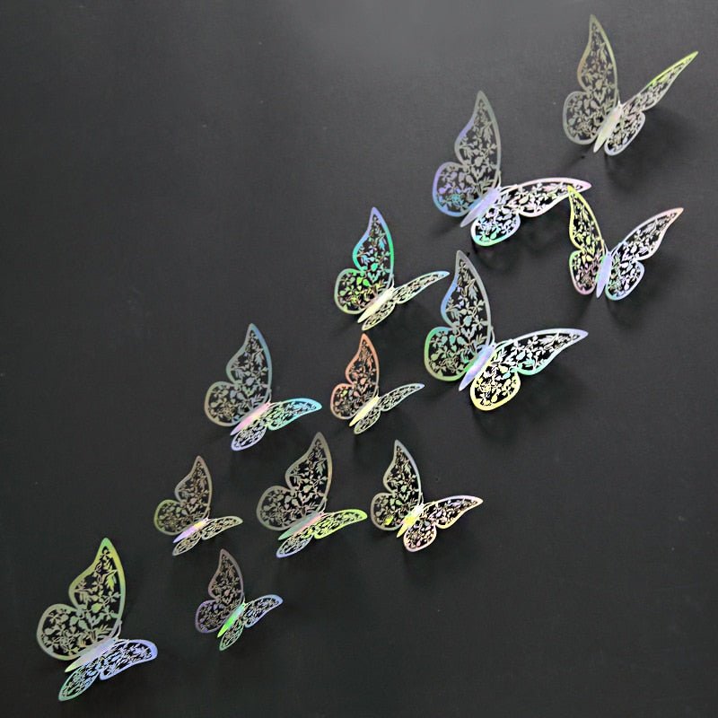 12pcs Gradient 3D Butterfly Wall Stickers - DormVibes