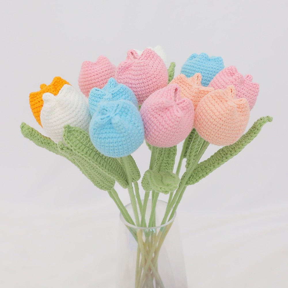 1pcs Knitted Colorful Crochet Tulips for Room Decor - DormVibes