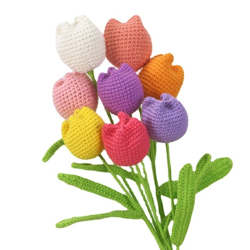 1pcs Knitted Colorful Crochet Tulips for Room Decor - DormVibes